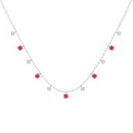 Scarlet Whisper - Lab Diamond & Ruby Station Necklace thumbnail 3