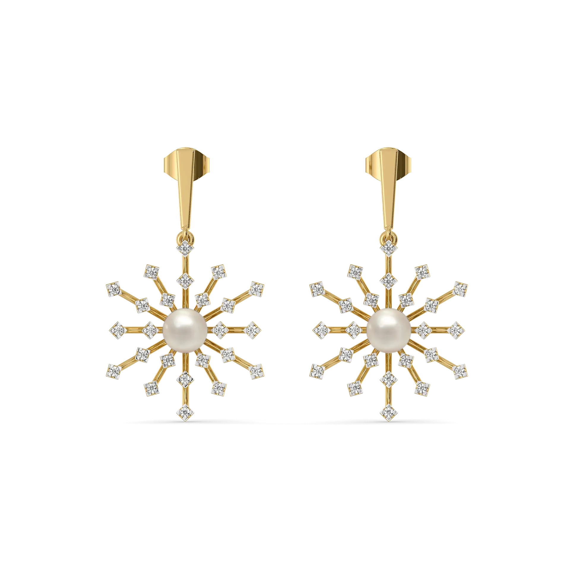 Snow Kissed Pearl - Lab Diamond Drop Earrings