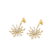 Snow Kissed Pearl - Lab Diamond Drop Earrings thumbnail 4