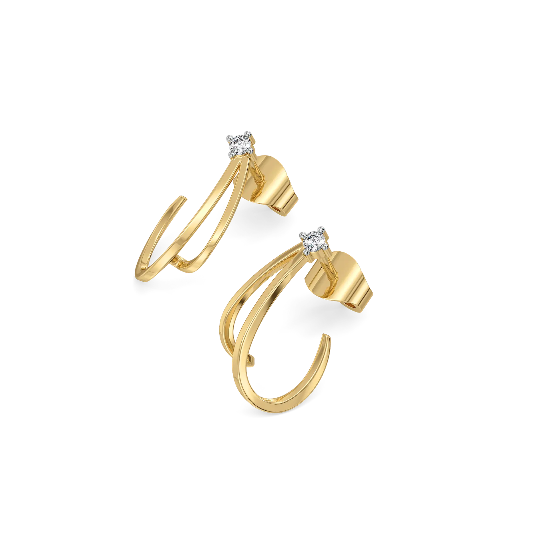 Soft Arc Hoop - Lab Diamond Earrings — image 1