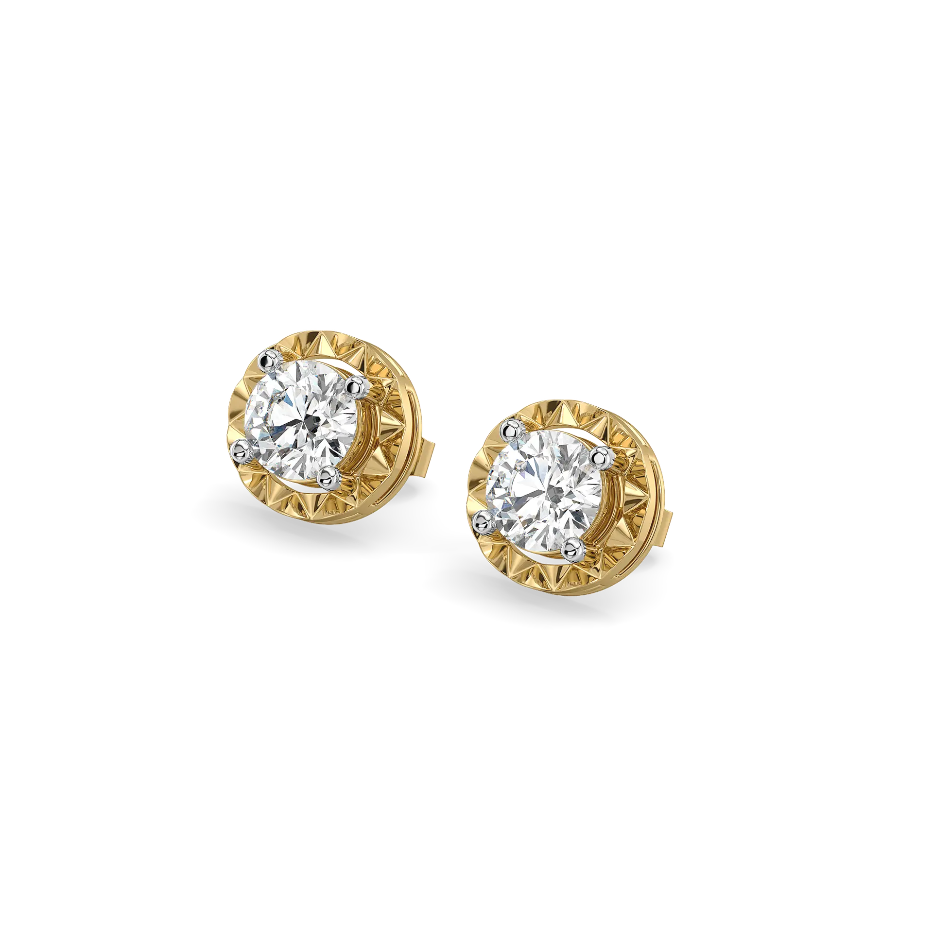 Solitaire Shine - Pure Gold Lab Diamond Stud Earrings