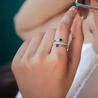 Spiral Blue Sapphire - Lab Diamond Cocktail Ring thumbnail 1
