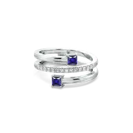 Spiral Blue Sapphire - Lab Diamond Cocktail Ring thumbnail 3
