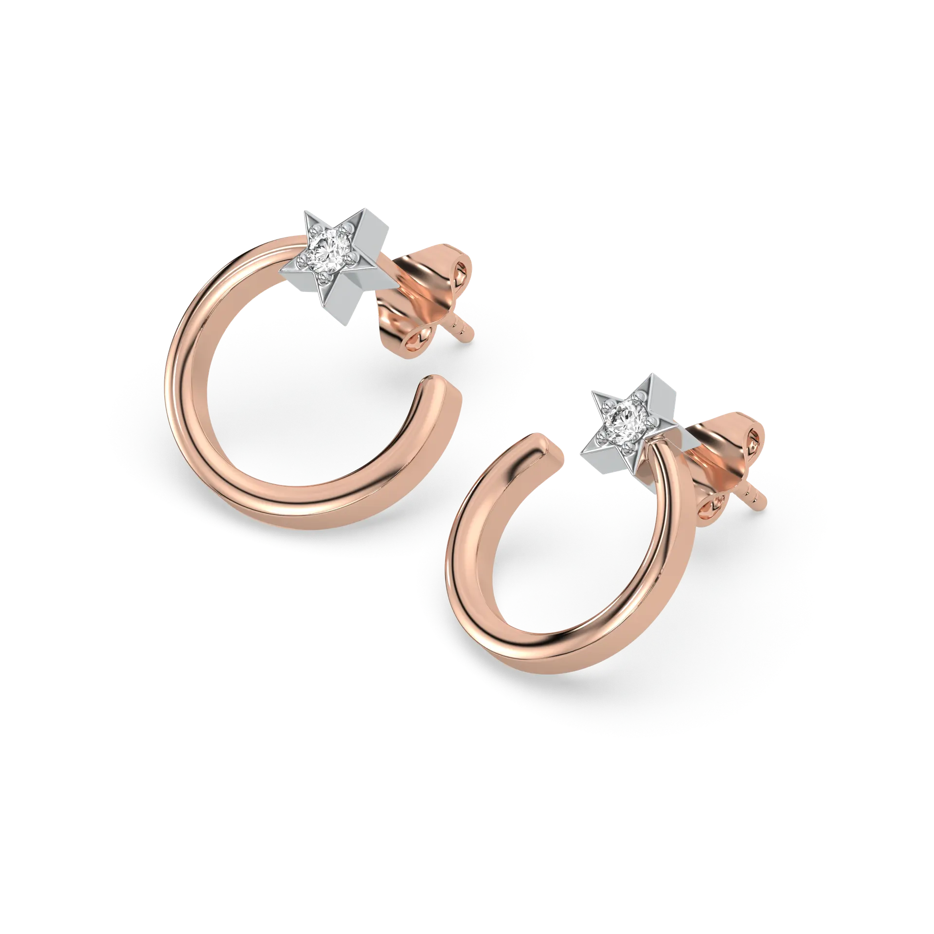 Star Rose - Lab Diamond Hoop Earrings — image 1