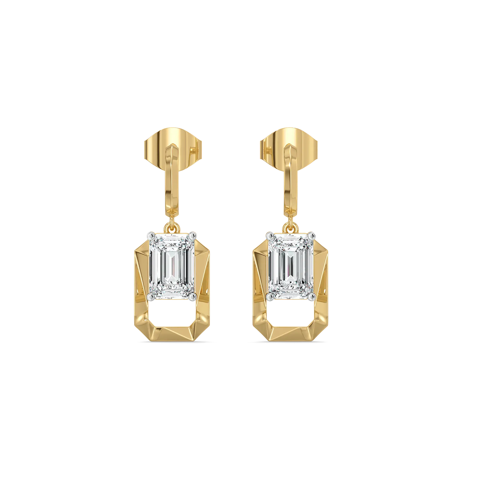 Striking Emerald Drop - Pure Gold Lab Diamond Solitaire Earrings — image 1
