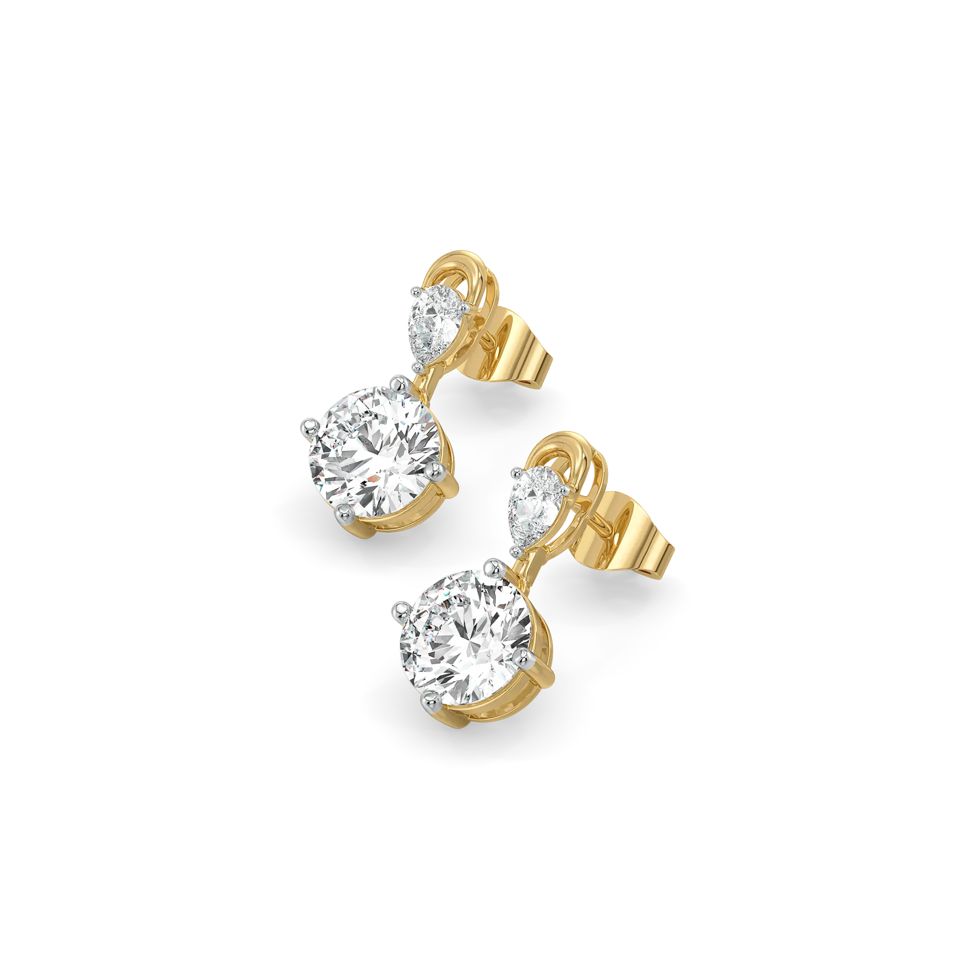 Sunlit Tear Drops - Pure Gold Lab Diamond Earrings