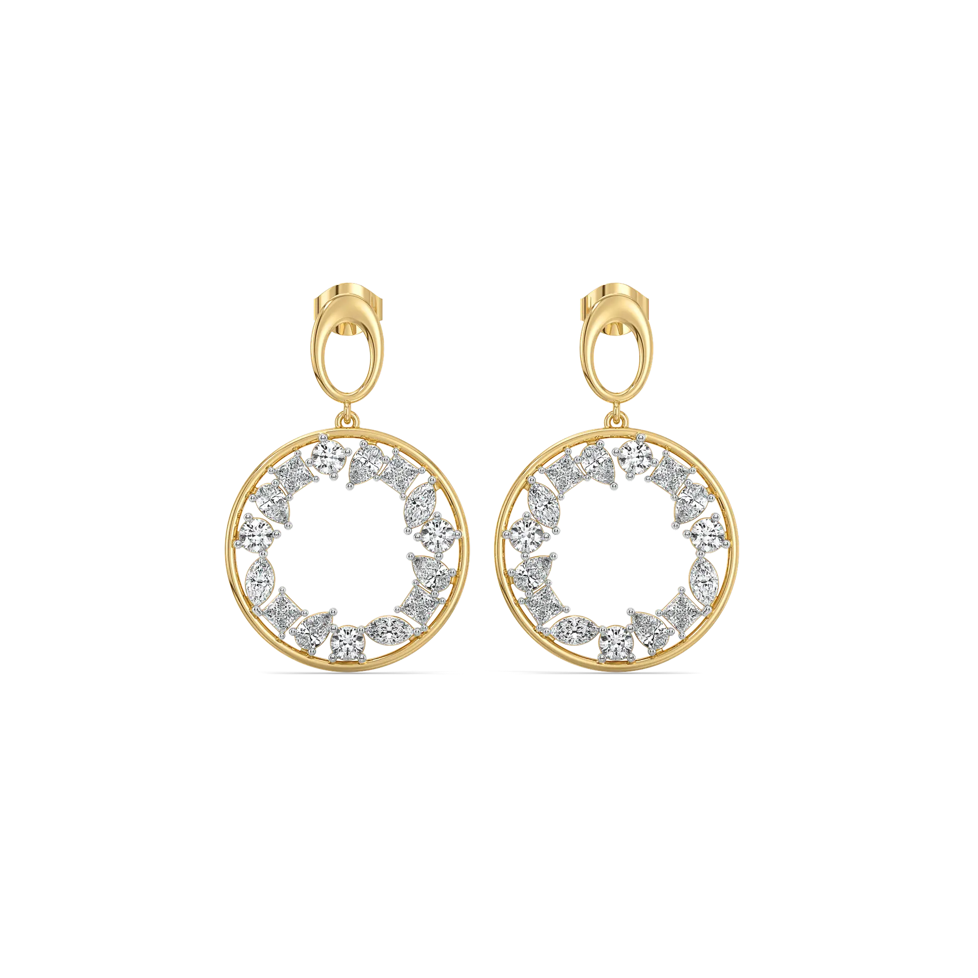 Symphony of Shapes Drop - Pure Gold Lab Diamond Earrings — image 1