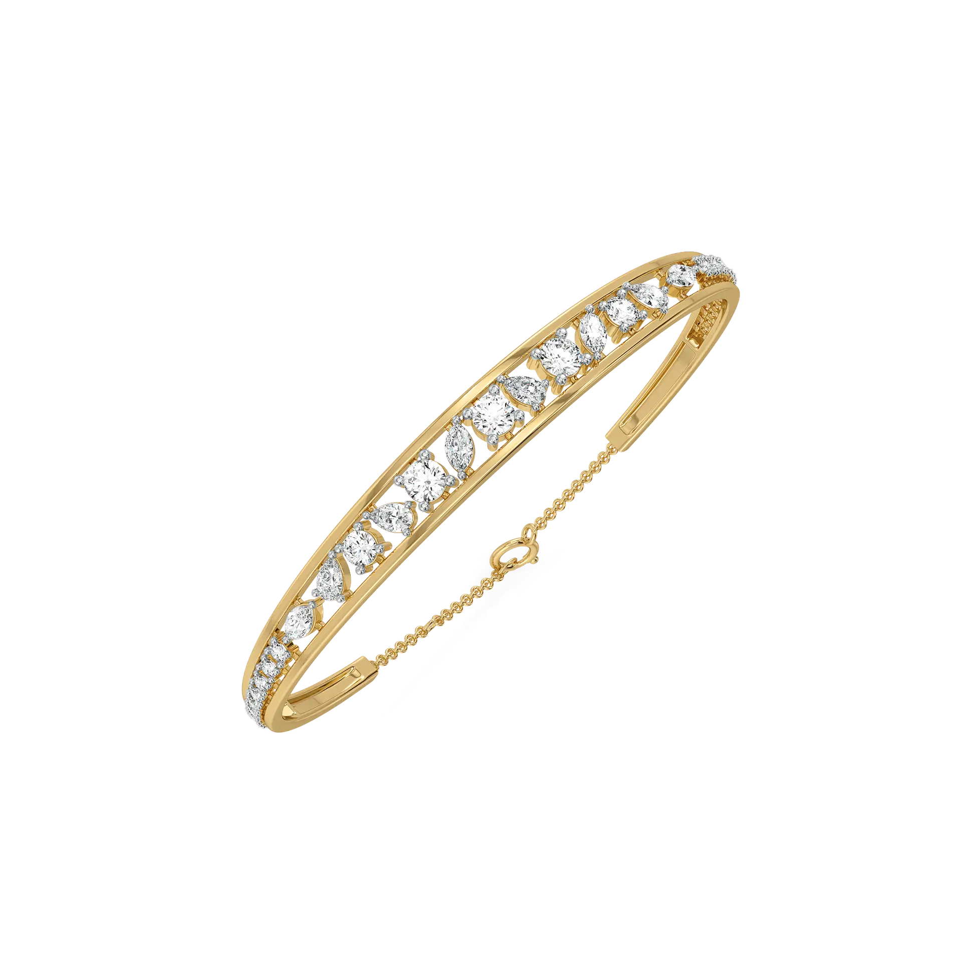 Symphony of Shapes  - Pure Gold Lab Diamond Bangle — image 1