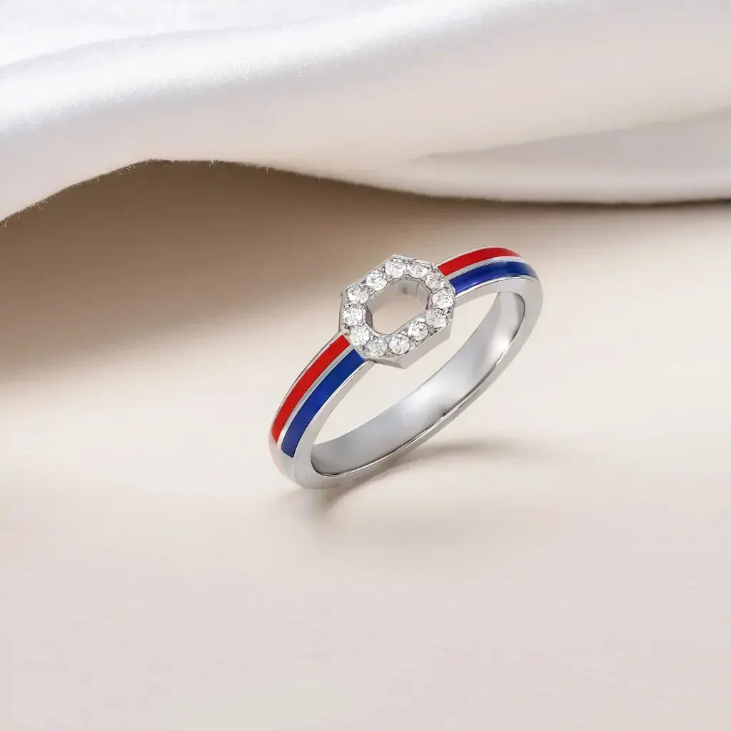 The Chrome Fusion - Lab Diamond Fashion Silver Ring — image 1