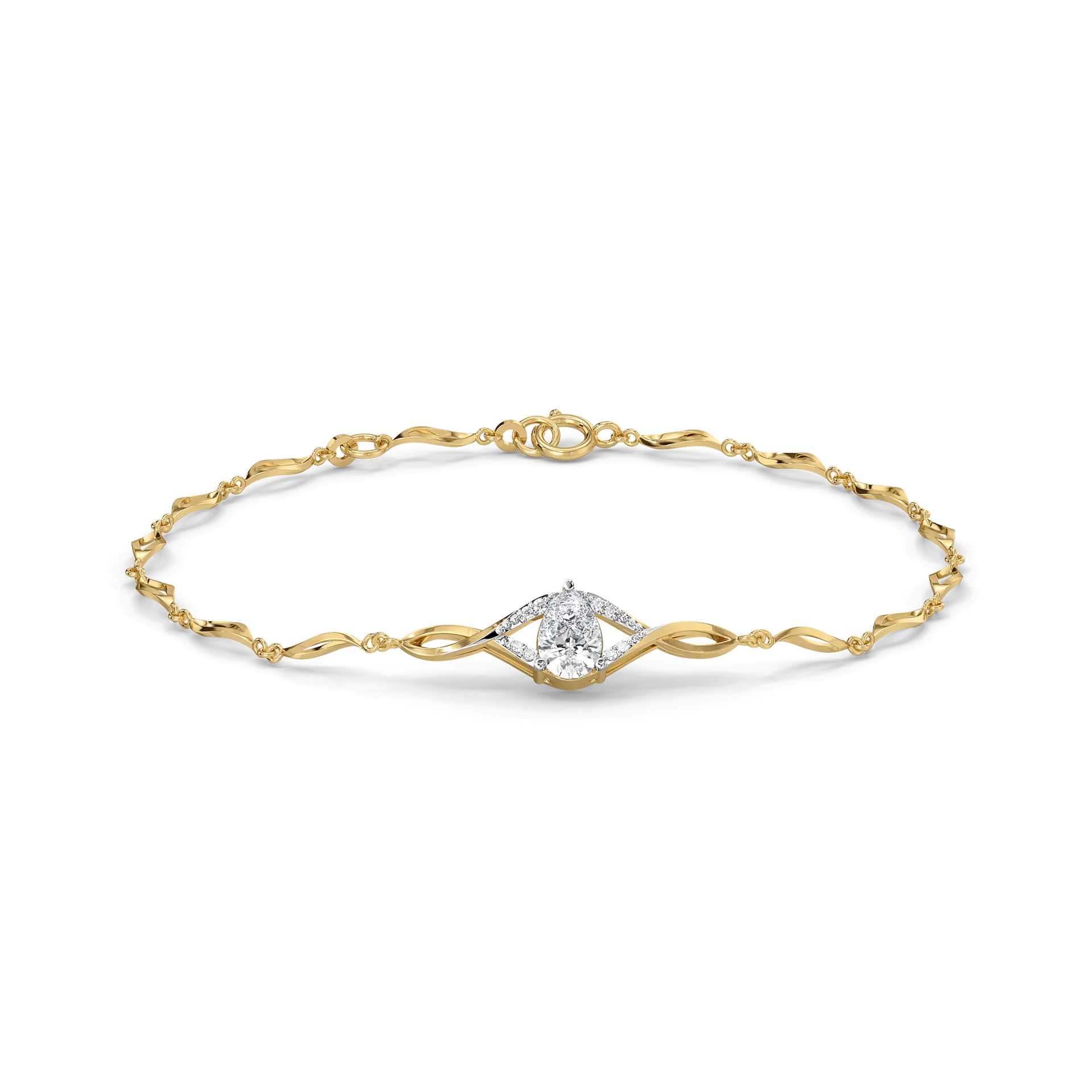 Threaded in Pear - Pure Gold Lab Diamond Solitaire Bracelet