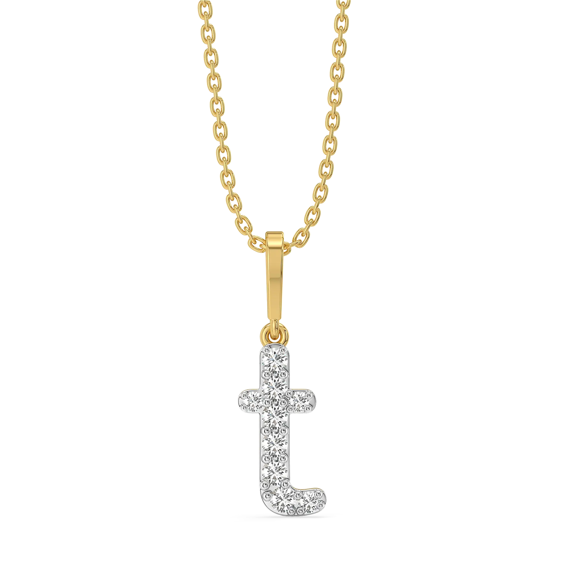 Tiny Treasure T - Lab Diamond Alphabet Pendant — image 1