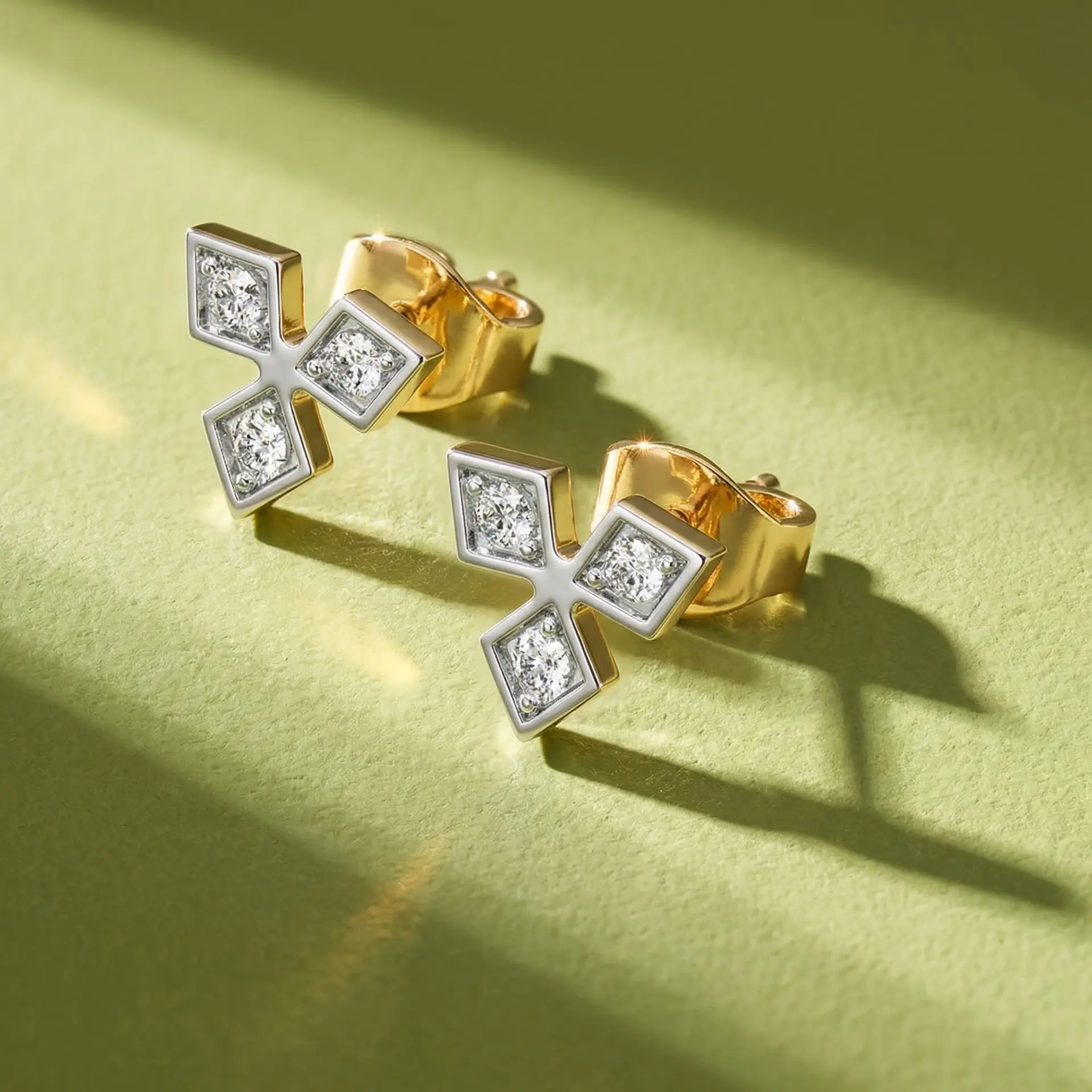 Tri-Shine - Pure Gold Lab Diamond Stud Earrings — image 1