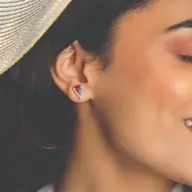 Triad Elegance - Lab Diamond & Ruby Stud Earrings thumbnail 1