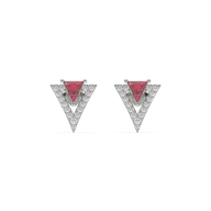 Triad Elegance - Lab Diamond & Ruby Stud Earrings thumbnail 2