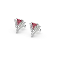 Triad Elegance - Lab Diamond & Ruby Stud Earrings thumbnail 3
