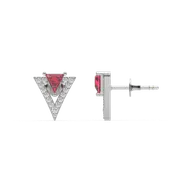 Triad Elegance - Lab Diamond & Ruby Stud Earrings thumbnail 6