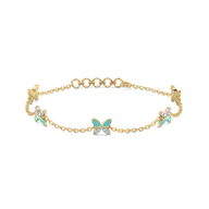 Turquoise Butterfly - Lab Diamond Station Bracelet thumbnail 1