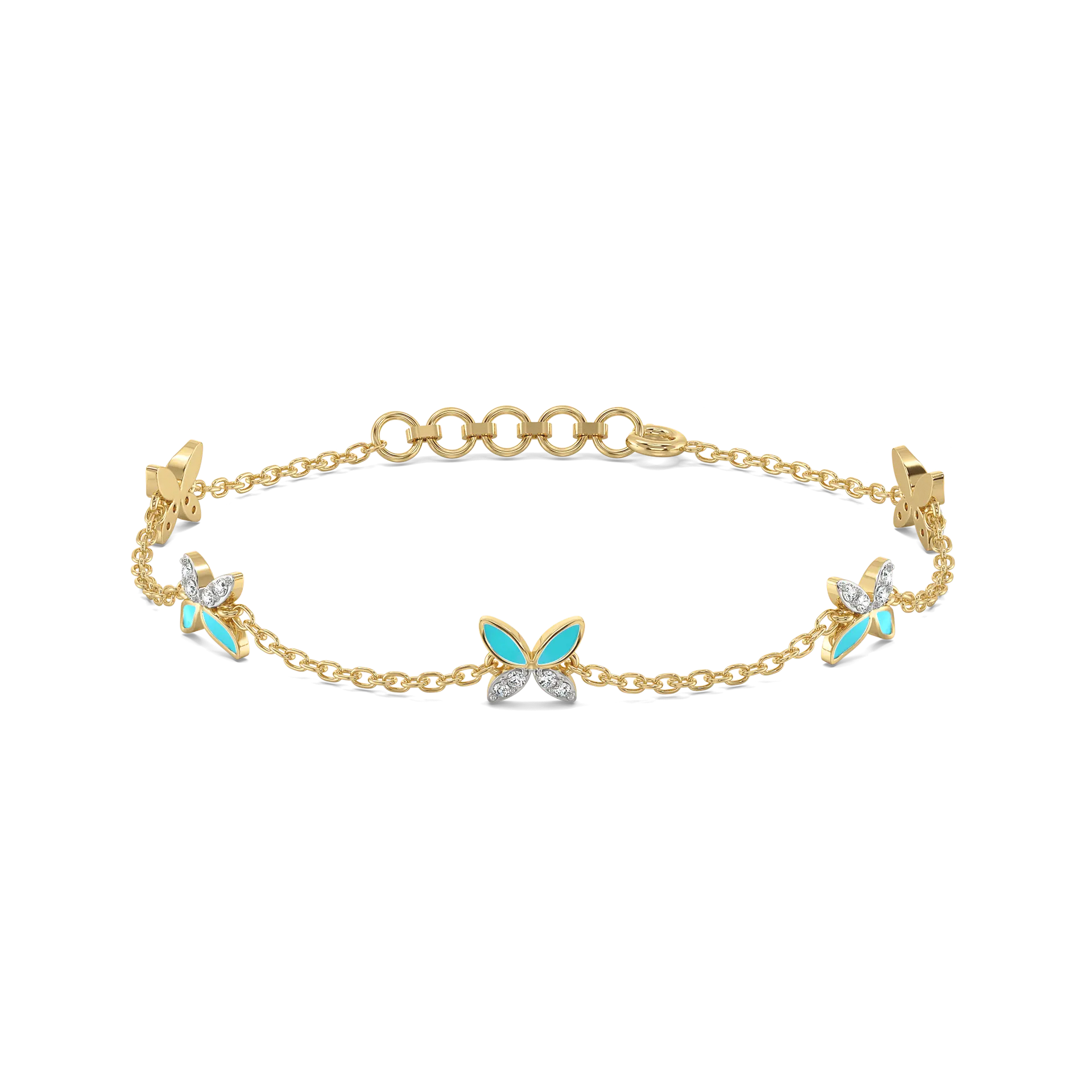 Turquoise Butterfly - Lab Diamond Station Bracelet — image 1
