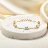 Turquoise Butterfly - Lab Diamond Station Bracelet thumbnail 3
