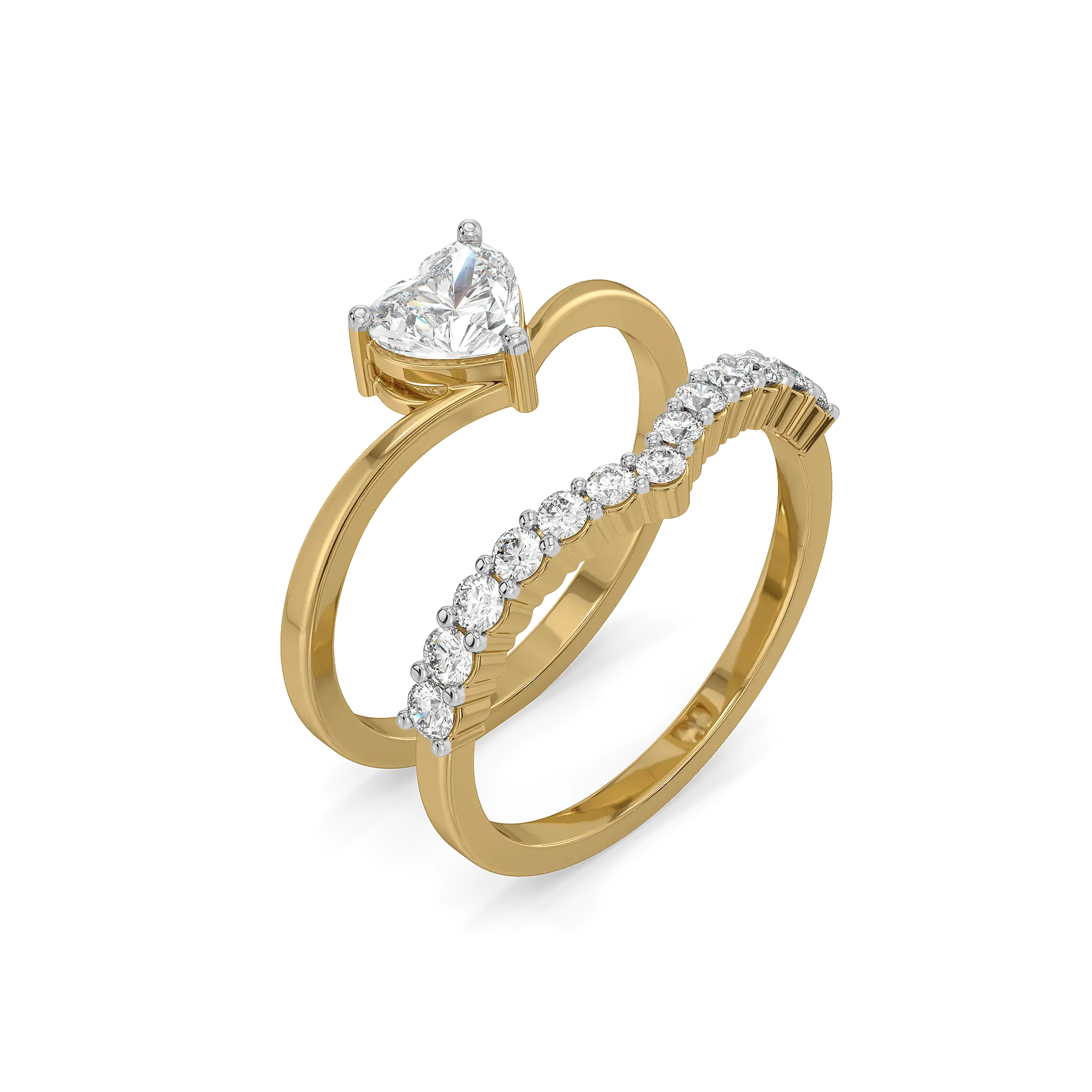 Twinkle Heart - Pure Gold Lab Diamond Stack Ring — image 1