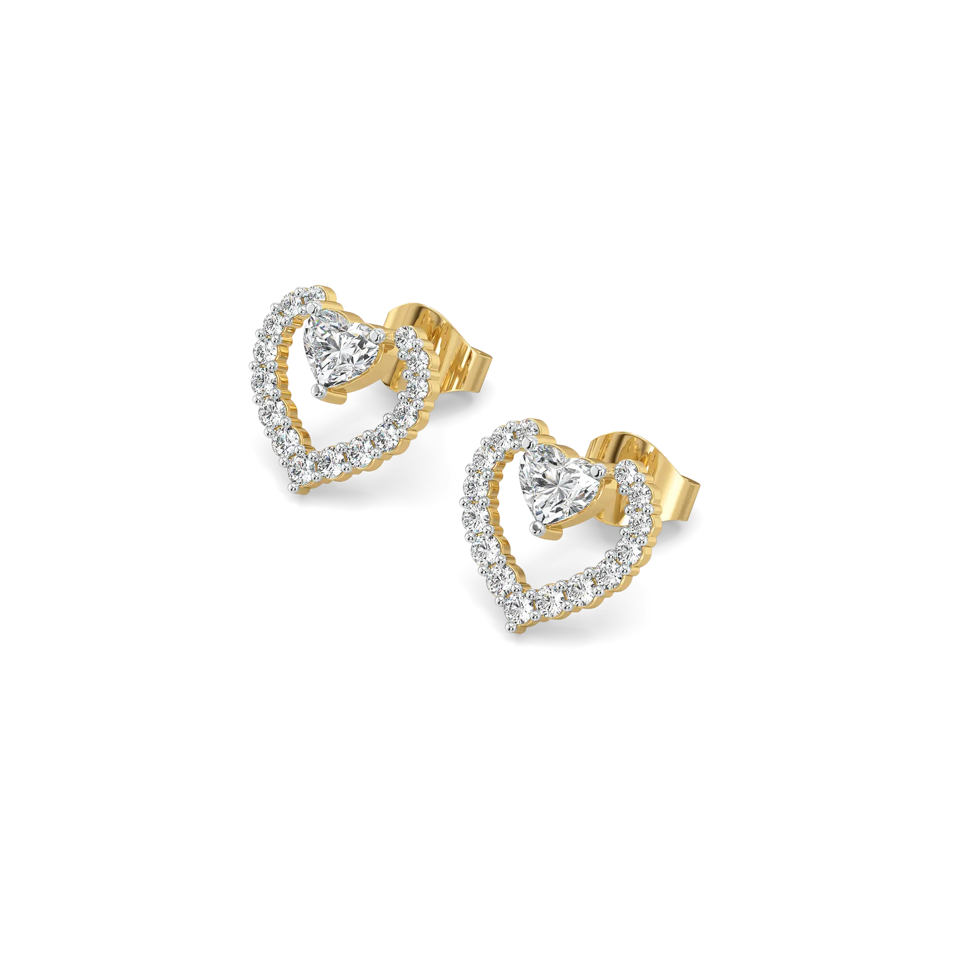 Twinkle Heart - Pure Gold Lab Diamond Stud Earrings — image 1