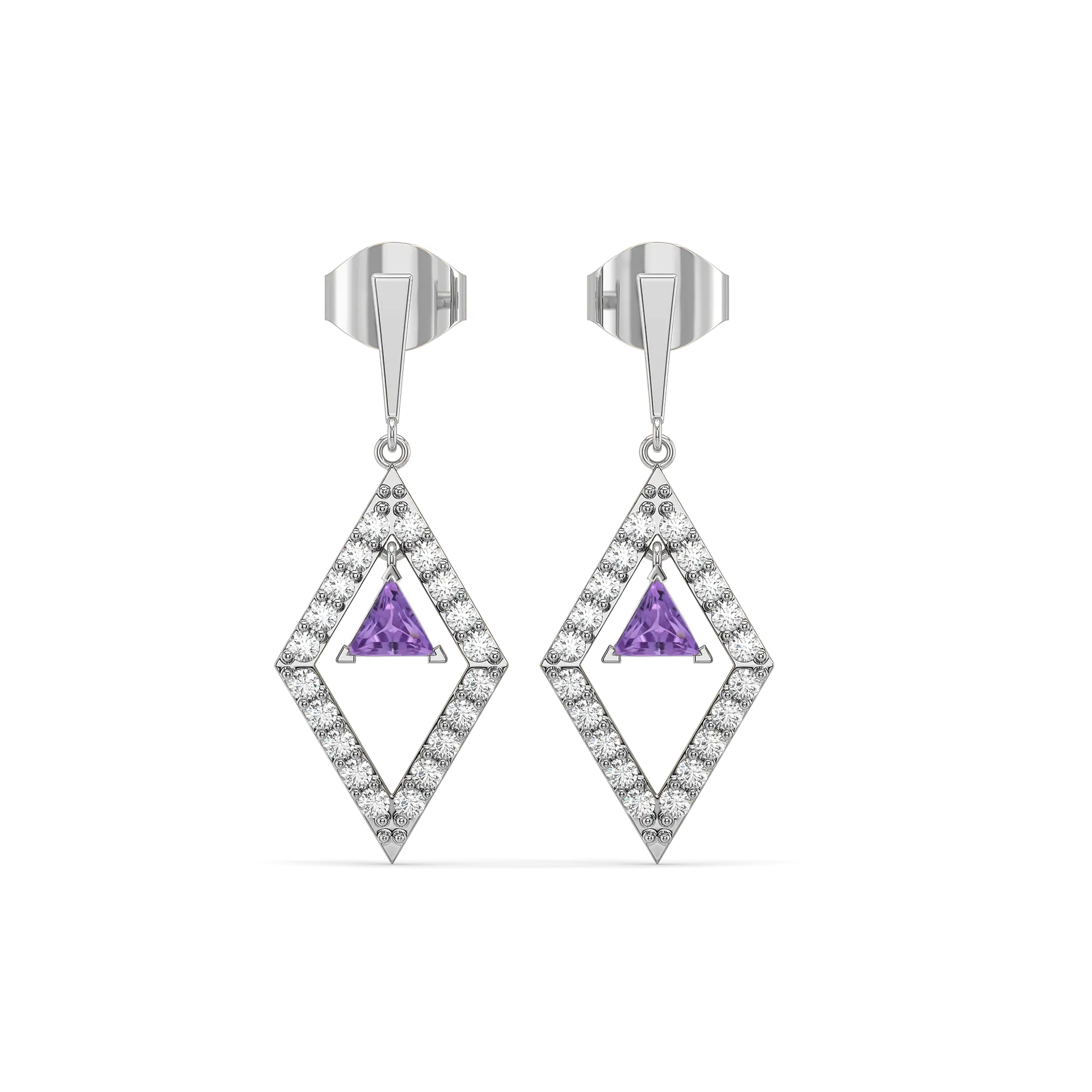 Ultra Violet Glow - Lab Diamond Drop Earrings