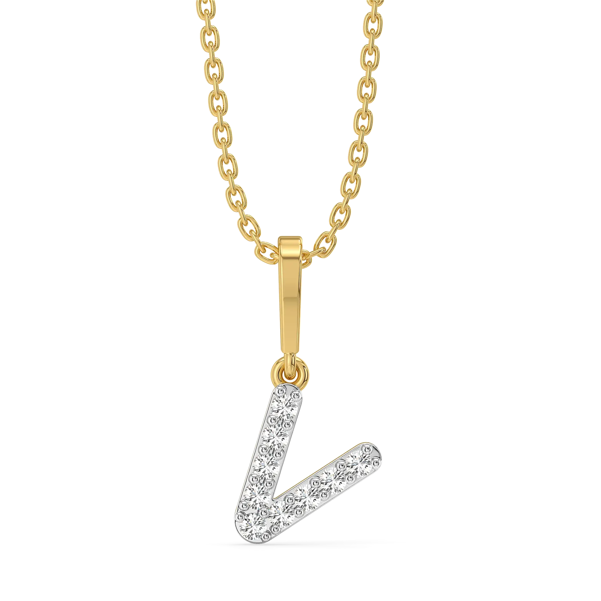 V-ery Cute - Lab Diamond Alphabet Pendant — image 1