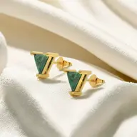 Verdant Tranquility - Emerald Stud Earrings thumbnail 1